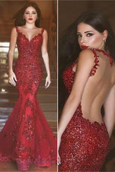 Fabulous  Backless Mermaid Long Prom Dresses Evening Dresses